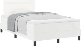 vidaXL Κρεβάτι με ελατήρια με στρώμα Λευκό 120 x 190 cm Τεχνητό δέρμα