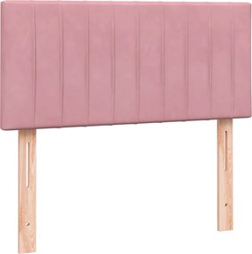 vidaXL Κρεβάτι Boxspring με Στρώμα Ροζ 80x220 εκ. Βελούδινο