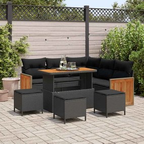 vidaXL Σετ Καναπέ Κήπου με μαξιλάρι 9 pcs Μαύρο 110 x 55 x 71 εκ