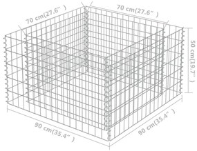 Συρματοκιβώτιο-Γλάστρα Υπερυψωμένη 90x90x50 εκ. Γαλβ. Χάλυβας - Ασήμι