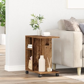 vidaXL Τραπέζι με Ρόδες από Παλιό Ξύλο 50x30x55 εκ. Φτιαγμένο από MDF