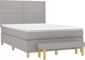 vidaXL Κρεβάτι Boxspring με Στρώμα Ανοιχτό Γκρι 140x200 εκ. Υφασμάτινο