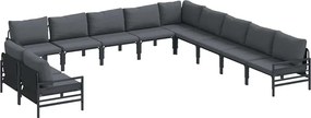 vidaXL Σετ Καναπέ Κήπου με μαξιλάρι Ανθρακί Ατσάλι