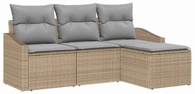 vidaXL Σετ Καναπέ 4 pcs Μπέζ και Ανοιχτό Γκρι συνθετικό ρατάν