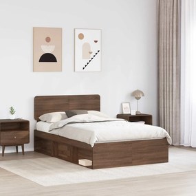 vidaXL Σκελετός Κρεβατιού Καφέ δρυς 120 x 200 cm Στερεά ξυλεία πεύκου