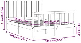 Σκελετός Κρεβ. Χωρίς Στρώμα Λευκό 140x190 εκ Μασίφ Πεύκο - Λευκό