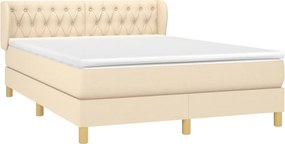 vidaXL Κρεβάτι Boxspring με Στρώμα Κρεμ 140x200 εκ. Υφασμάτινο