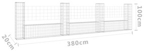 Συρματοκιβώτια Στύλοι σε U Σχήμα 4 τεμ. 380x20x100 εκ Σιδερένια - Ασήμι