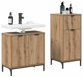 vidaXL Σετ Επίπλων Μπάνιου Καρό 2 pcs artisan δρυς 39.5 x 36 x 88 εκ