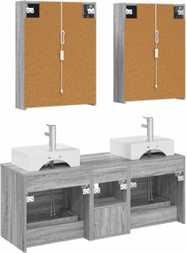 vidaXL Σετ Επίπλων Μπάνιου 5 pcs Γκρι Sonoma