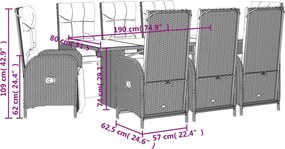 vidaXL Σετ Τραπεζαρίας Κήπου 9 τεμ Μαύρο από Συνθ. Ρατάν με Μαξιλάρια