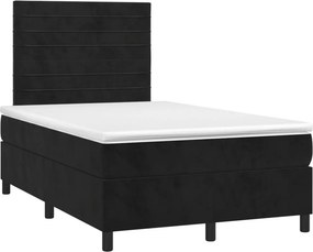 vidaXL Κρεβάτι Boxspring με Στρώμα Μαύρο 120x190 εκ. Βελούδινο