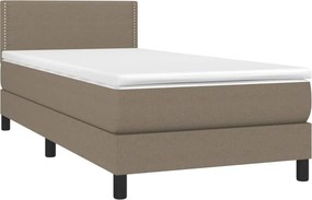 vidaXL Κρεβάτι Boxspring με Στρώμα &amp; LED Taupe 90x190 εκ. Υφασμάτινο