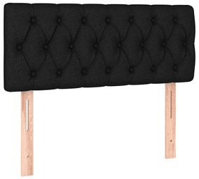 vidaXL Κρεβάτι Boxspring με Στρώμα &amp; LED Μαύρο 90x190 εκ. Υφασμάτινο