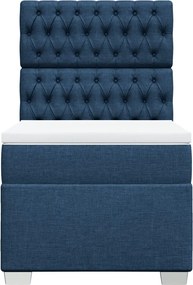 vidaXL Κρεβάτι Boxspring με Στρώμα Μπλε 90x190 εκ.Υφασμάτινο