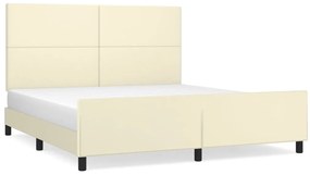 vidaXL Πλαίσιο Κρεβατιού με Κεφαλάρι Κρεμ 180x200 εκ. Συνθετικό Δέρμα