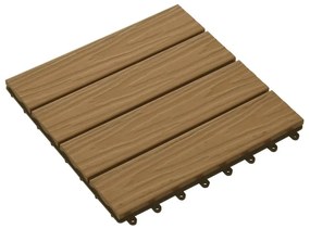 Πλακάκια Deck 11 τεμ. Ανάγλυφα Χρώμα Teak 30x30 εκ. 1 μ² WPC - Καφέ