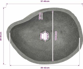 vidaXL Νιπτήρας River Stone Οβάλ (37-46)x(29-36) εκ.