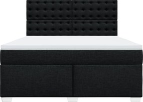 vidaXL Κρεβάτι Boxspring με Στρώμα Μαύρο 180x200 εκ. Υφασμάτινο