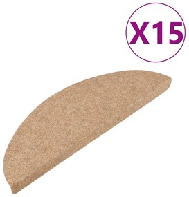 vidaXL Πατάκια Σκάλας Αυτοκόλλητα 15 τεμ. Μπεζ 56x17x3 εκ.