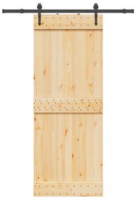 vidaXL Συρόμενη Μεσόπορτα με Μηχανισμό 80 x 210 εκ. Μασίφ Ξύλο Πεύκου