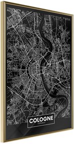 Αφίσα - City Map: Cologne (Dark) - 20x30 - Χρυσό - Χωρίς πασπαρτού