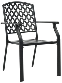 Καρέκλες Εξωτερικού Χώρου με Πλέγμα 4 τεμ. Μαύρες Ατσάλινες - Μαύρο