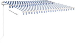 vidaXL Τέντα Συρόμενη Αυτόματη Μπλε / Λευκό 400 x 350 εκ.