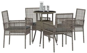vidaXL Σέτ φαγητού για κήπο 5 pcs Γκρι Πολυ ράταν
