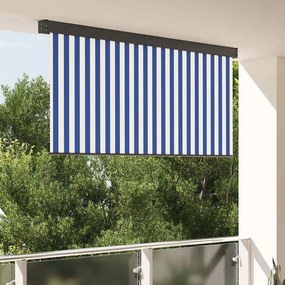 vidaXL Εξωτερικό ρολό Ριγέ Ρυθμιζόμενος Μπλε και λευκό 200 x 250 εκ. ύφασμα