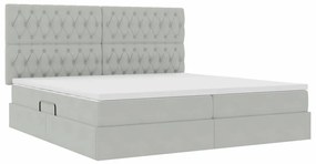 vidaXL Κρεβάτι με αποθηκευτικό χώρο και LED Ανοιχτό γκρι 200 x 200 cm