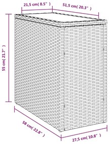 Τραπέζι Κήπου με Γυάλινη Επιφ. Μαύρο 58x27,5x55 εκ. Συνθ. Ρατάν - Μαύρο