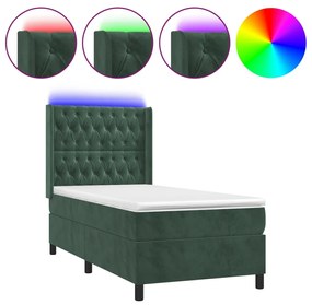 ΚΡΕΒΑΤΙ BOXSPRING ΜΕ ΣΤΡΩΜΑ &amp; LED ΣΚ. ΠΡΑΣΙΝΟ 80X200 ΕΚ ΒΕΛΟΥΔΟ 3139712