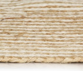 vidaXL Χαλί Χειροποίητο με Λευκό Σπιράλ Σχέδιο 150 εκ. από Γιούτα