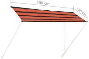 Τέντα Συρόμενη Πορτοκαλί / Καφέ 400 x 150 εκ. - Πολύχρωμο