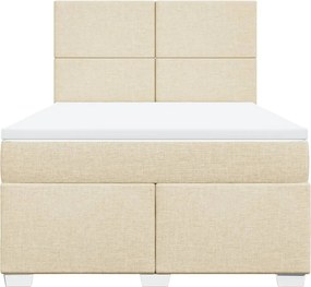 vidaXL Κρεβάτι Boxspring με Στρώμα Κρεμ 140x200 εκ. Υφασμάτινο