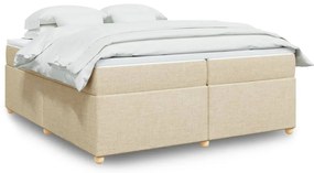 vidaXL Κρεβάτι Boxspring με Στρώμα Κρεμ 200x200 εκ. Υφασμάτινο