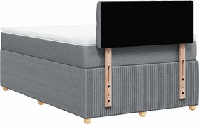 vidaXL Κρεβάτι Boxspring με Στρώμα Ανοιχτό Γκρι 120x200 εκ. Υφασμάτινο