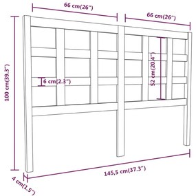 Κεφαλάρι Κρεβατιού 145,5 x 4 x 100 εκ. από Μασίφ Ξύλο Πεύκου - Μαύρο