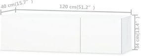 vidaXL Έπιπλα Τηλεόρασης 2 τεμ. Γυαλιστ. Λευκό 120x40x34εκ Επεξ. Ξύλο