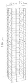 Συρματοκιβώτια-Γλάστρες Υπερυψ. 3 τεμ. 30x30x150εκ. Σιδερένιες - Ασήμι