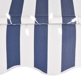 vidaXL Τέντα Συρόμενη Χειροκίνητη με LED Μπλε / Λευκό 200 εκ.