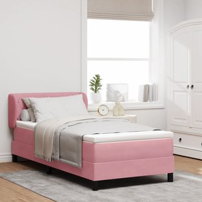 vidaXL κρεβάτι box spring με στρώμα Ροζ 90x200 εκ. Βελούδο