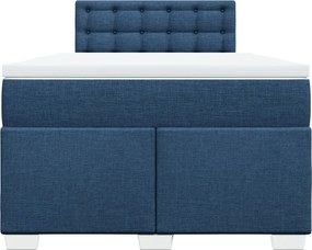 vidaXL Κρεβάτι Boxspring με Στρώμα Μπλε 120x200 εκ. Υφασμάτινο