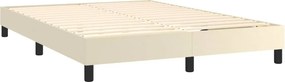 vidaXL Κρεβάτι Boxspring με Στρώμα &amp; LED Κρεμ 140x190 εκ. Συνθ. Δέρμα