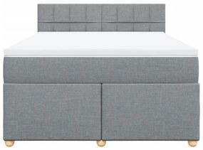 vidaXL Κρεβάτι Boxspring με Στρώμα Ανοιχτό Γκρι 140x190 εκ. Υφασμάτινο