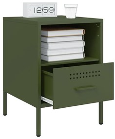 vidaXL Κομοδίνα 2 τεμ. Πράσινο Λαδί 36x39x50,5 εκ. από Χάλυβα