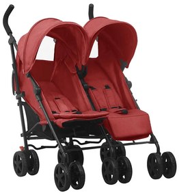 vidaXL Καρότσι Διδύμων Κόκκινο Ατσάλινο