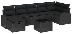 vidaXL Σετ Καναπέ Κήπου 8 pcs Μαύρο 289 x 124 x 85 εκ. Πολυ ράταν