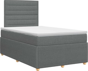 vidaXL Κρεβάτι box spring με στρώμα Σκούρο Γκρι 120 x 190 cm Ύφασμα